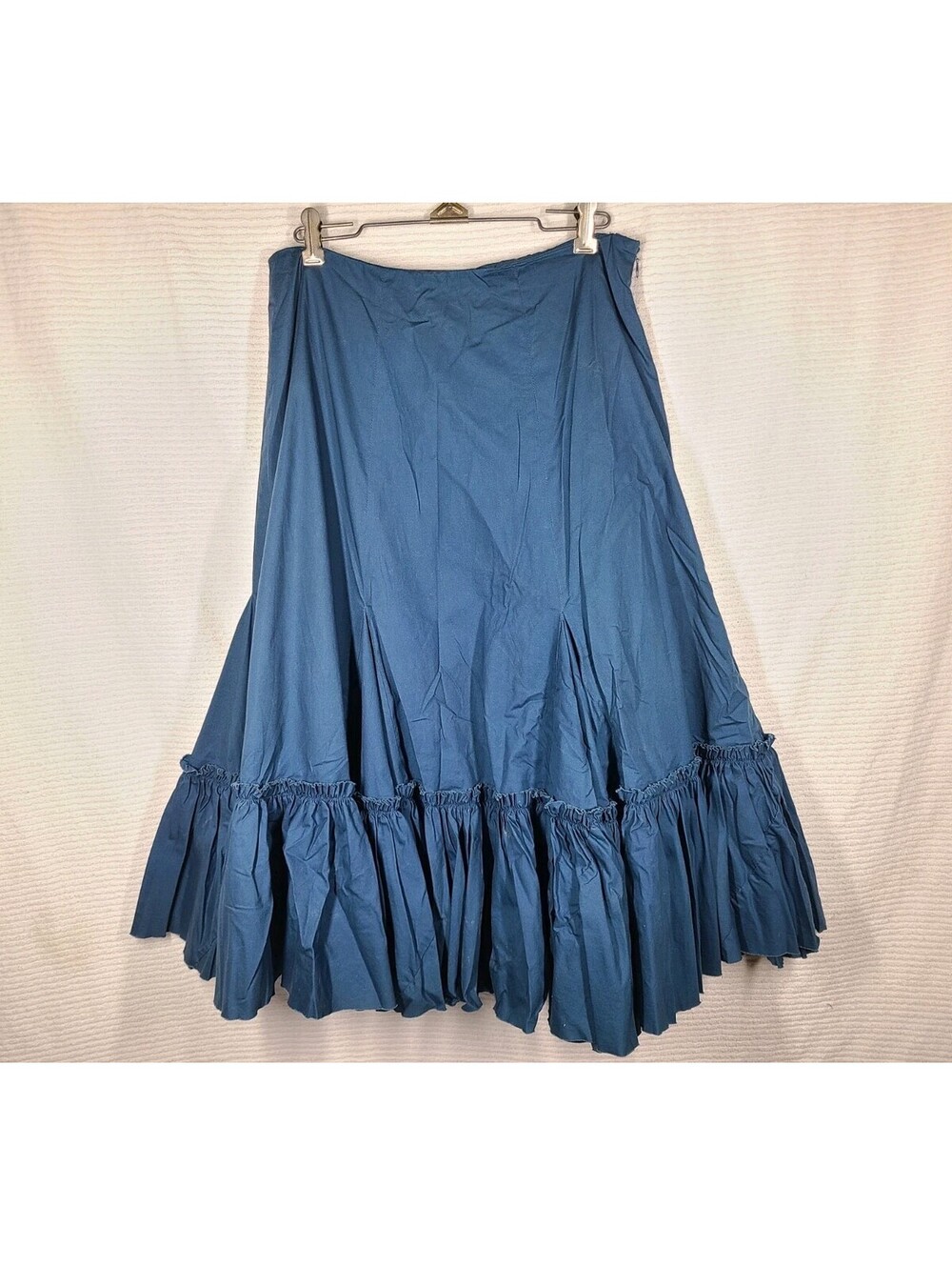 Fei Ultra Ruffle Flared Skirt Y2K Anthropologie Blue Cotton Twirl Rustic M 6